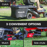 BAUMR-AG 24" Ride On Lawn Mower, Lithium Electric Start System, 6HP 224cc, 5 Cut Heights, Catcher V219-MOWRIDBMP24A