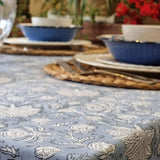 Rectangle Tablecloth Table Cover Flower Pattern Dining Table Cloth - Hamptons Blue V563-0080