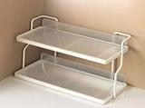 Two-Tier Kitchen Storage Rack Organizer in White with Removable Trays, 30.5x12.2x20.3cm V178-59221