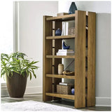 Adjustable Bookcase with Open Shelves, Rubberwood and Acacia Veneers, Indoor Use LSB-68976