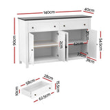 Artiss Buffet Sideboard Storage Cabinet Kitchen Cupboard 2 Drawers 140CM Black FUR-C-SID140-BK-AB