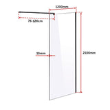 1200 x 2100mm Frameless 10mm Safety Glass Shower Screen V63-829841