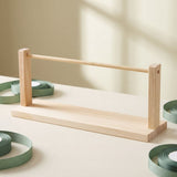 Wooden Ribbon and Thread Spool Organizer Rack, Beige Wood Storage Holder for Craft Supplies V1192-AZ-W-27578