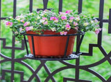 Iron Art Hanging Baskets Flower Pot Holder Over The Rail Metal Fence Planters Assemble - Pack of 3 V1370-AZ4-06344
