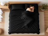 Microfiber Sheet Set 4 Piece Queen Black Deep Pocket Bed Sheets Soft Breathable Easy Care Bedding V63-957851