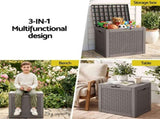 Gardeon Outdoor Storage Box 118L Container Lockable Garden Toy Tool Rattan-Texture Brown OSB-RAT-118L-BR