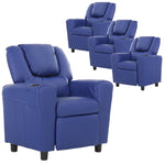 Set of 4 Oliver Kids Recliner Chair Sofa Children Lounge Couch PU Armchair Blue V563-75609-BLUE-4CHAIRS