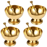 4PCS Stainless Steel Dessert Cups, Gold Metal Dessert Bowls with Forks, Reusable Salad Serving V1369-AZ3-W-08789