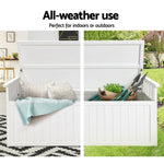 Gardeon Outdoor Storage Bench Box 129cm Wooden Garden Toy Chest Sheds Patio Furniture XL White ODSB-5358W-WH