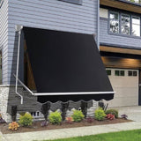 Retractable Fixed Pivot Arm Window Awning Patio Garden Blinds 2.4m x 2.1m Black V63-842711