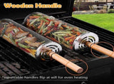 2-Piece Rolling Grill Baskets Stainless Steel for Vegetables Fish and Outdoor Grilling V1188-MS-710-114
