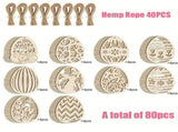 80pcs Easter wooden colored eggs, blank wooden pieces hand-made colored eggs, V1102-HECD-002