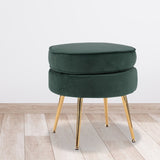 Ottoman Foot Stool Velvet Fabric Metal Leg Round GREEN V274-FT-VST-1596-GN