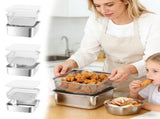 Stainless Steel Colander Set,Square 2-in-1 Strainer Bowl with Lid,Food Storage Container for V1366-AZ2-W-16931