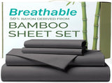 4 Piece Ultra Soft Bamboo Breathable Sheet Set -Hotel 2000TC Breathable Bed Sheets Set with 40 V1317-BAMBOO-AUSK-4JT-GREY