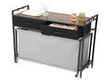 3 Section Laundry Sorter, Rolling Laundry Hamper with 2 Drawers, Hooks & Wheels, Rolling Basket V952-XYLEKJSMCTS1WJGUD001V0