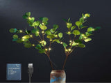 Lighted Artificial Eucalyptus Branches with Timer, Light Up Eucalyptus Branches 30in 38 Led, Battery V1366-AZ2-W-19842