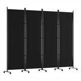 Artiss 4 Panel Room Divider Screen 217cm Wheel Fabric Black RD-D-PLY-217-WHEEL-BK