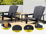 Gardeon Outdoor Table and Chairs HDPE Adirondack Beach Chair Sun Lounge Patio Furniture Garden Black FF-BEACH-3HE-BK