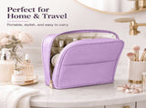 Stylish Handheld Partitioned Cosmetic Bag with Adjustable Dividers & Detachable Mirror, Travel V1366-AZ2-W-11639