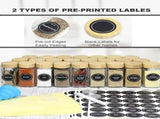 CARLA HOME 24 Glass Spice Jars with Bamboo Lids, Shaker Tops, 180 Spice Labels, White Pen & Funnel V178-36269