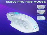 SM809pro Tri-Mode MM0 Wireless Gaming Mouse, Adjustable DPI RGB Backlight,white V1300-SM809PRO-WHITE