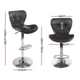 Artiss 2x Bar Stools Gas Lift Leather Seat Black BA-TW-NEW4045-BKX2