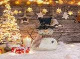 Vintage Fabric Snowman Desktop Figurine Holiday Tabletop Christmas Ornament 10.6x10.6in V1369-AZ3-W-14887