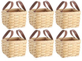 6 Pack Small Woven Gift Baskets with Leather Handles, Mini Wooden Storage Buckets, Rustic Decorative V1192-AZ-W-18359