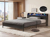 Artiss Bed Frame Single Size with Storage Shelf Headboard Charging Station GRID MBED-D-GRID-S-BK