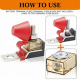 4 Pack 300A Terminal Fuses, 58V DC Max IP66 Waterproof Marine Rated Battery Fuse for RV, Boat, EV, V1366-AZ2-W-14348