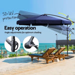 Instahut 3m Outdoor Umbrella w/Base Cantilever Garden Beach Patio Navy UMB-BAN-F-50N-COM-NA