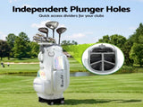 Everfit Golf Cart Bag Rolling Buggy Club Organiser Synthetic Leather White GOLF-B-BAG-CART-WH