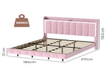 Levede King Floating Bed Frame LED Headboard USB Pink BF1062-K