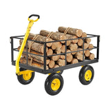 1400 Lbs Steel Garden Cart, Heavy Duty Pullable Garden Yard Cart, 2 in 1 Outdoor Metal Utility V952-ZXHYTCHH1400QIBNMV0