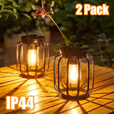 Outdoor Solar Retro Metal Hanging Lantern 2-Pack, Warm Filament, IP44 Waterproof, Garden Patio Decor V1232-TYHYD-001