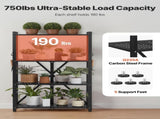 4-Tier Foldable Storage Shelf with Wheels, 66 cm W x 33 cm D x 117 cm H Folding Metal Rack Shelving V952-YDKZDHJHS4C1GV6EX001V0