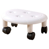 Round Low Rolling Stools Fuax Leather Universal Wheel Small Roller Swivel Stool High Weight Capacity V1294-YM0901-3116230016313