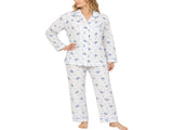 Womens Pyjama Set 100% Cotton Long Sleeve Button Up PJs Sleepwear - Blue Floral V563-NI-031-BLUE-12
