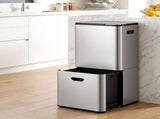 Cefito 63L Rubbish Bin 3 Compartment Stainless Steel Split Door Trash Can Silver RB-63L-3C-SI