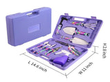 10 Pieces Gardening Tools with Purple Floral Print, Ergonomic Handle Trowel Rake Weeder Pruner V1370-AZ4-02696