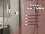 WELS 8" Rain Shower Head Set Square Dual Heads Faucet High Pressure With Mixer V63-828011