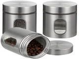 3PCS Stainless Steel 20oz Food Storage Jars with Clear Glass Window, Airtight Coffee Tea V1369-AZ3-W-08797