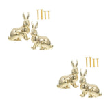 Set of 4 Brass Bunny Drawer Knobs, Metal Bronze Cabinet Handles for Dressers, Cabinets, Furniture, V1192-AZ-W-33150