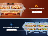 5-Star Chef Chafing Dish 8L 2-Pan Buffet Warmer Food Warmer Catering Server CD-9L-2Z-SS