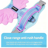 3D Angel and Devil Wing Harness and Leash Set for Cats and Dogs, Escape-Proof No-Pull Walking Vest V1341-ZY-HTPSQ2DB-BLUEHARNESSLEASHSET-L