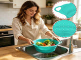 Foldable Silicone Colander Set, Heat Resistant Kitchen Vegetable and Fruit Strainer Basket, Space V1366-AZ2-W-17250