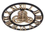 Large 3D Retro Wall Clock 34CM Vintage Wooden Gear Wall Clock Numerals Industrial Style Clocks for V1294-YM0901-3115240034511