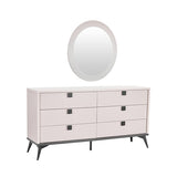 Dressing Chest With 6 Storage Drawers MDF Mirror Combination of Champagne and Black Colour V43-DRS-MAXL