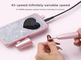 Rhinestone Electric Nail Drill Kit with Heart Display - Rechargeable Nail File Machine with 11 Drill V888-ELOSUNG57282